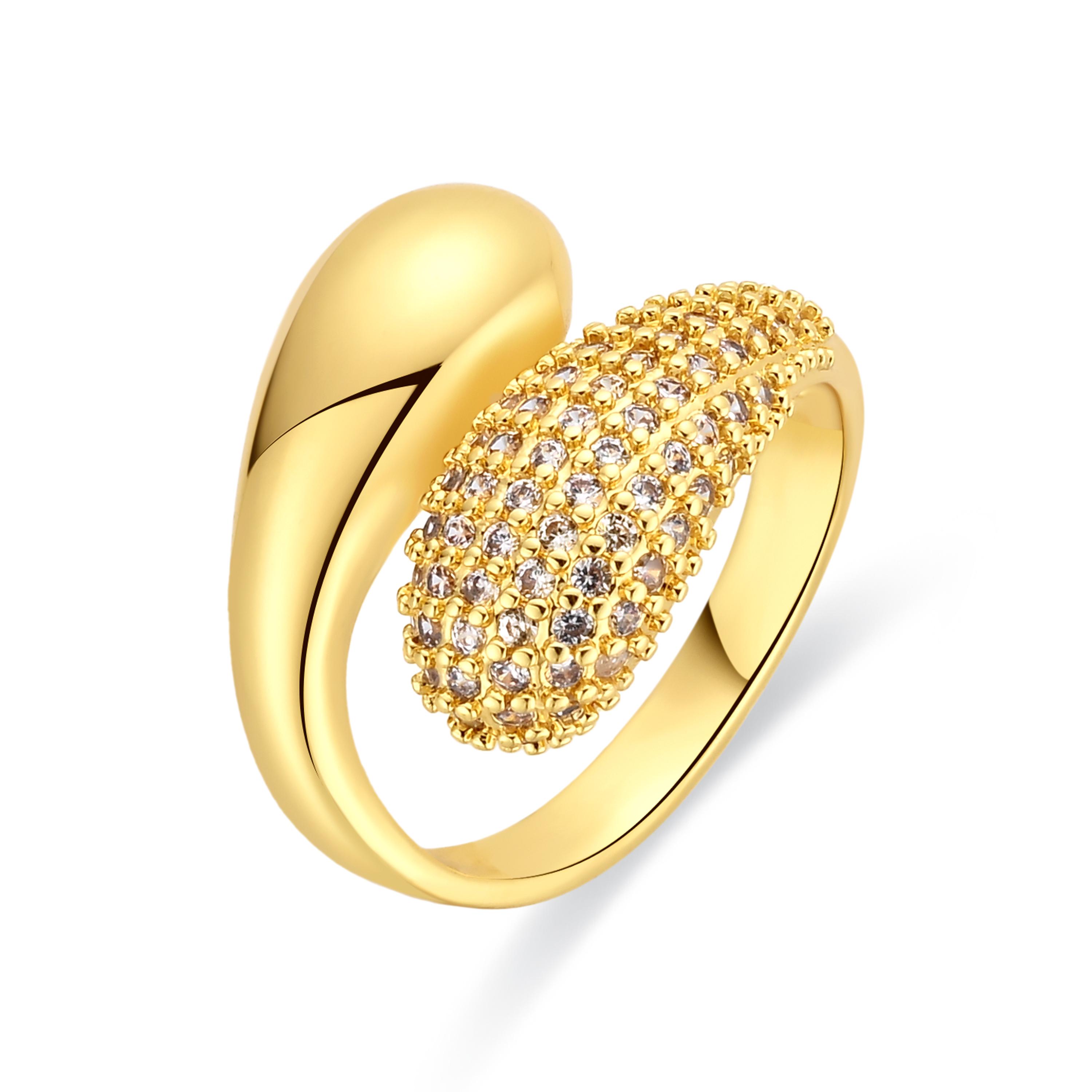 Luxenter-Ring aus brillantem Metall und Zirkonia-Legierung, gefertigt in 18-karat-Gelbgold – Hadar