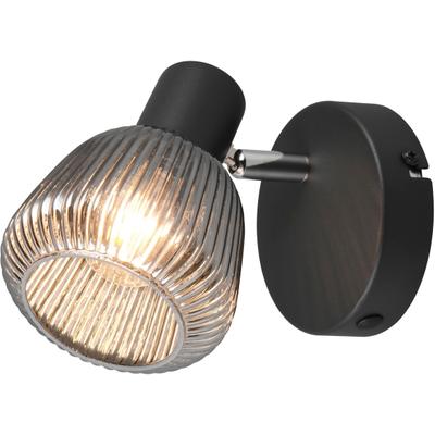 TRIO LEUCHTEN Deckenstrahler "TARIFA, Spot 1-flammig, Deckenspot oder Wandspot, exkl 1xE14 max 10W", schwarz (schwarz matt), 1, Ø 10cm H: 17,5cm, 1 Stk., Leuchten, E14 Spot mit Glasschirm in Riffeloptik Lichteffekte, Ø 10cm Höhe 17 cm, Deckenstrahler