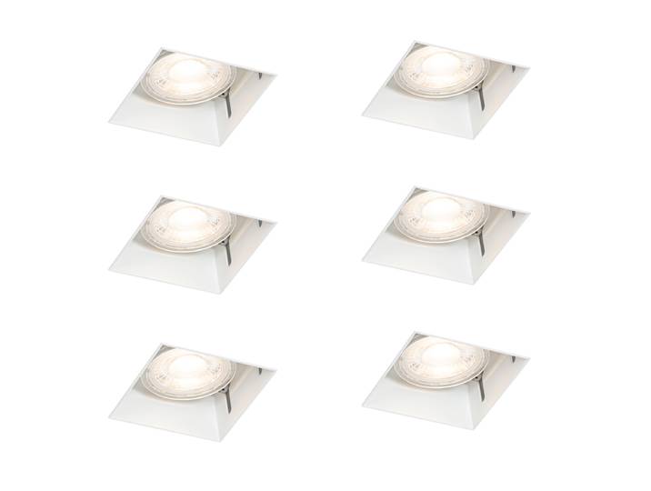 Ensemble de 6 spots encastrés blancs GU10 50 mm sans cadre -