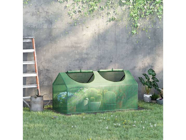 Outsunny Mini Serre Jardin PE 140g/m² 120x60x60cm Vert Foncé