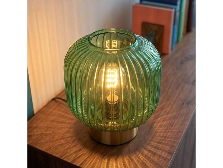 OSRAM Tischlampe Decor Groovie, grün, für Wohn- / Esszimmer, Glas, Vintage