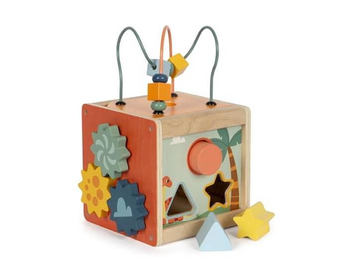 small foot Motorikwürfel „Dino“, Activity-Würfel aus FSC 100%-zertifiziertem Holz, für Kinder ab 12 Monaten, 12618