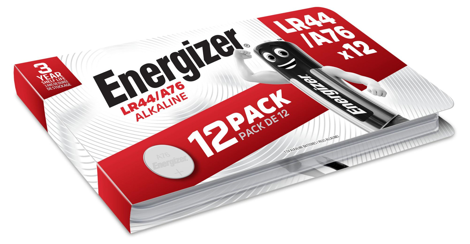 Energizer knoopcel LR44/A76 E303693200 alkalisch, 12 stuks