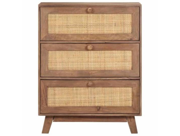 KPOTUERTU Sideboard 61x35x76 cm Massivholz Mango mit 3 Schubladen Massives Mangoholz,3 Schubladen,rustikaler Charme,zeitloses Design,individuelle Holzmaserung,Unikat