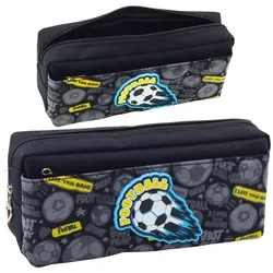 Federmäppchen Schul-Organizer mit Fußball Zwei Taschen Schwarz