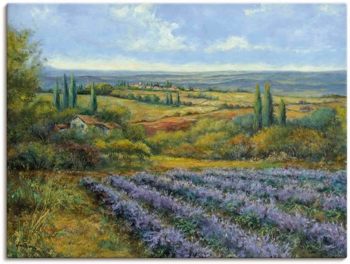 Leinwandbild ARTLAND Lavendelfelder in der Provence , blau (farbe bild(er): blau), B:60cm H:45cm, Bilder, Leinwandbild, auf Holzrahmen gespannt