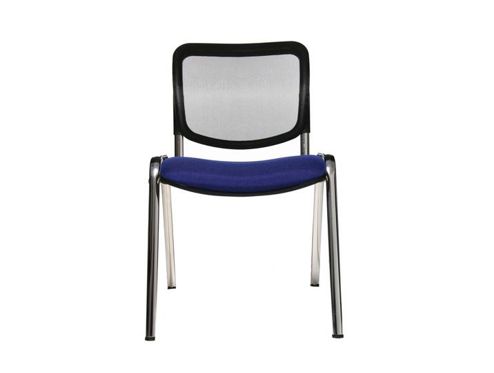 4-Fuss Stuhl Topstar Net Point Visit Blau/Verchromt ohne Armlehnen, Neu – Perfekt für Büro und Empfang