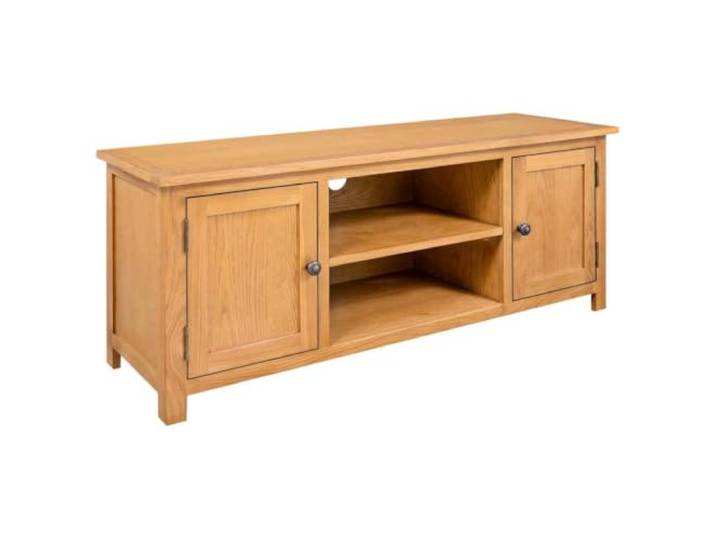 Kaorsrow TV-Möbel Eiche Massivholz Fernsehtisch Lowboard 110x35x44 cm Rustikales Sideboard für Wohnzimmer und Flur, bietet viel Stauraum durch offene Fächer und Türen für Ihre Mediacenter.