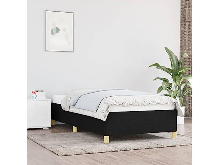 RJPLMFV Bettgestell, Schwarz, 80 x 200 cm, Stoff Lattenrost inklusive, robuste Füße, atmungsaktiv, langlebig, Montageanleitung im Lieferumfang enthalten