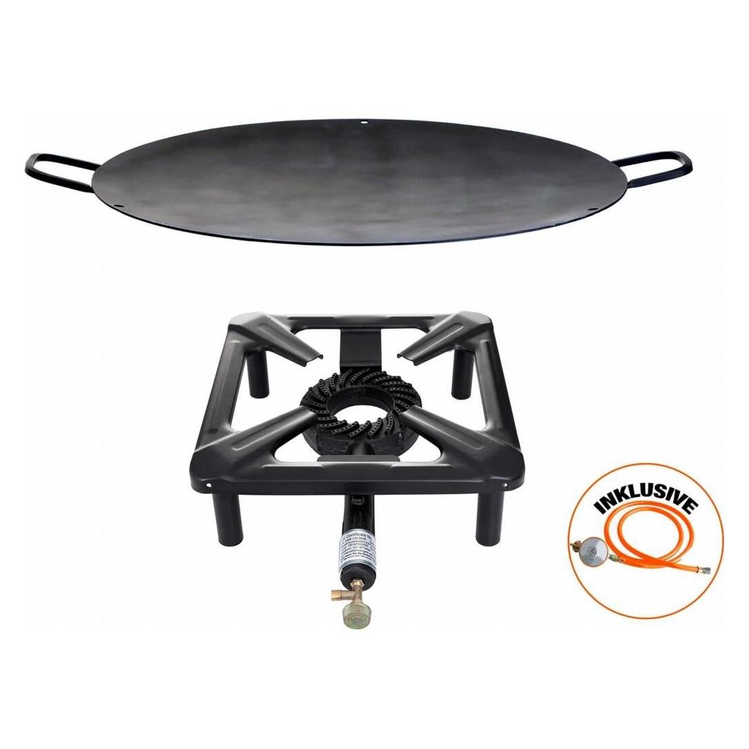 All'Grill Hockerkocher-Set (klein) mit Eisen-Wok/Grillschale Ø 50 cm inkl. Gasschlauch & Regler (43781164)