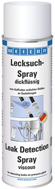 WEICON Lecksuch-Spray dickflüssig, Risse und Undichtigkeiten an Gasleitungen auffinden, 400 ml, weiß, milchig (11653400)