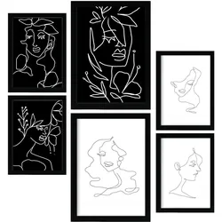 POSTER Set Mit 6 Serene Beauty 2 In Weibliche Zusammenfassung A3 & A4 Schwarzer Rahmen