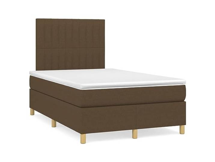 PUGYNBK Boxspringbett, 120 x 200 cm, Stoff, Dunkelbraun Verstellbares Kopfteil, Taschenfederkernmatratze, mittlere Härte, atmungsaktiv