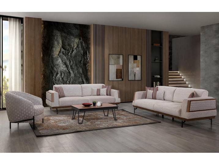 JVmoebel Polstergarnitur Modernes Sofa-Set Luxuriöse Textilsofas Designer Polstercouchen, (3-tlg), Made in Europa
