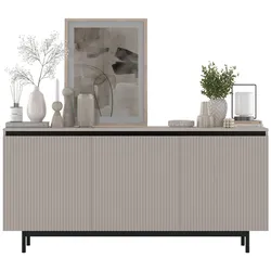 KOMMODE Selene 3D Kaschmir matt 167 cm mit schwarzem Metallrahmen