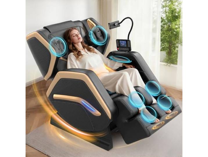 NAGLIFOR Massagesessel,Ganzkörper-Massagestuhl, 14 Massagerollen Rücken- und Beinheizung, Fußmassage, 8 Airbags, Bluetooth-Lautsprecher, Touch-Fernbedienung für Familie und Freunde