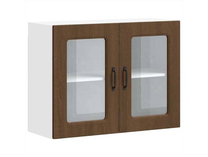 KENNETH@ Armoire murale de cuisine contemporain meuble haut cuisine armoire rangement de cuisine et porte en verre Kalmar chêne