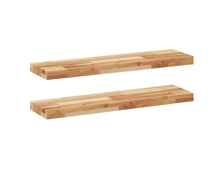 QINXIXINAIXI Schweberegale 2 STK. 80x20x4 cm Massivholz Akazie Ölbehandelt Massives Akazienholz, ölbehandelte Oberfläche, jedes Stück ein Unikat, vielseitig kombinierbar, Platzsparend, ohne Schrauben