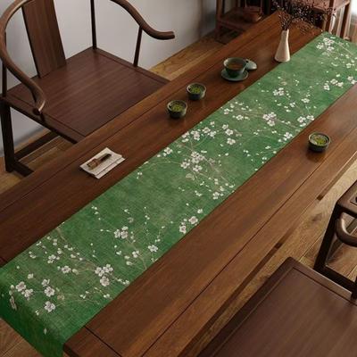 Modern Mode Marketplace Elegant Chinese Bamboo Shadow & Flying Bird Table Runner For Home & Restaurant c 13 90.5 In