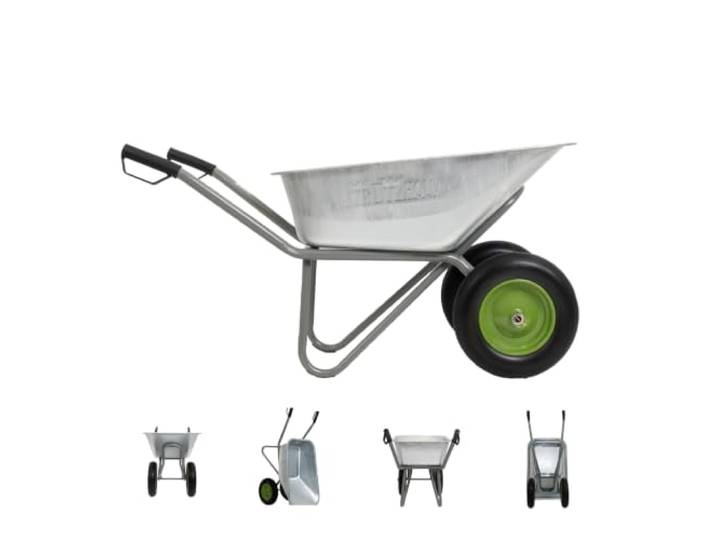 TRUTZHOLM 2-Rad Schubkarre 110L 150kg stabile Gartenkarre Baukarre kippsicher verzinkte Wanne pannensichere PU-Räder pulverbeschichteter Stahlrahmen Sicherheitsgriffe Zweirad