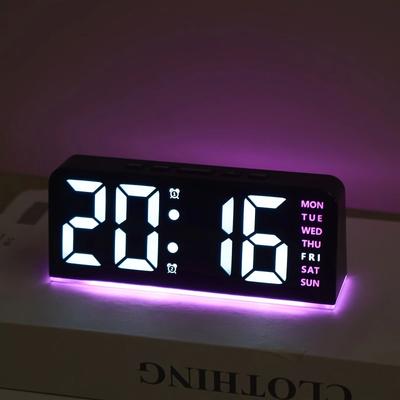 Uplifted Finds Modern Wide View Digital LED Desktop Clock black Shell pink
