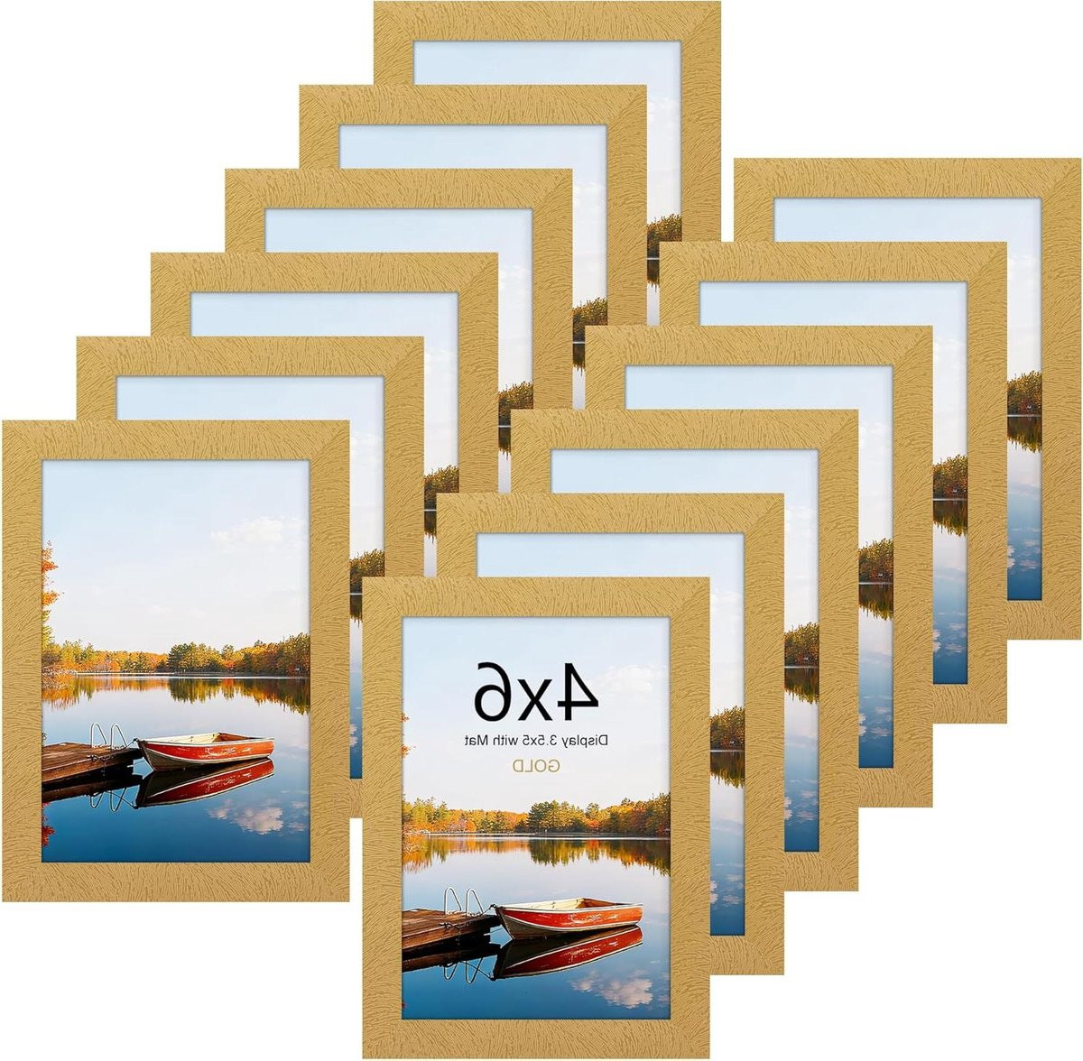Set van 12 gouden fotolijsten van MDF hout