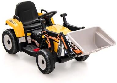 Costway 12V Battery Powered Kids Ride on Excavator with Adjustable Arm and Bucket-Yellow