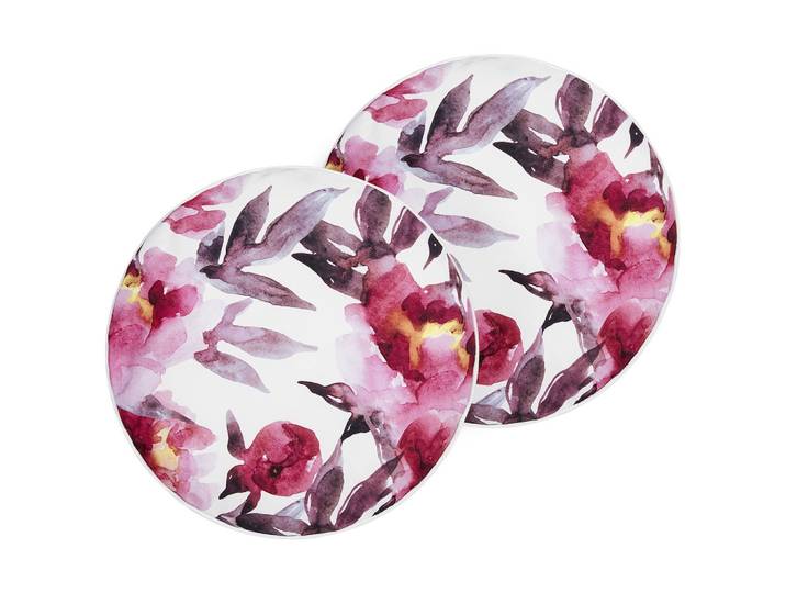 GARTENKISSEN 2er-Set Blumenmuster weiß/Rosa 40 cm Lanrosso