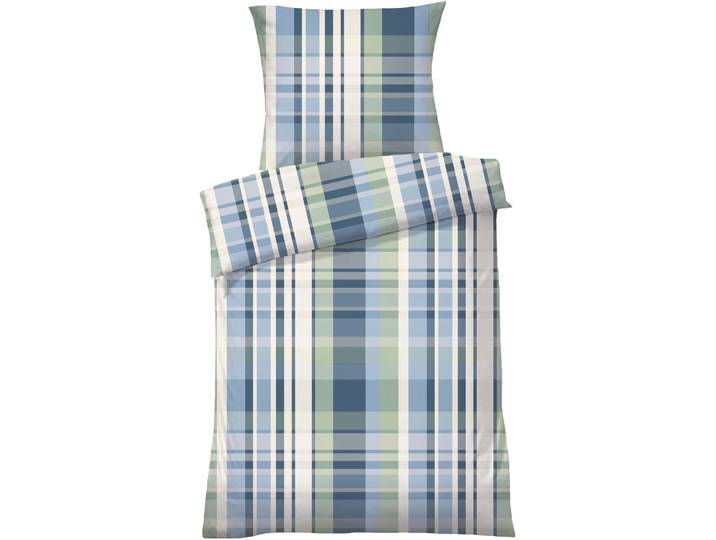 Bettwäsche DYCKHOFF Chester , blau, B/L: 135cm x 200cm, 1 Stk., 1 Stk., Satin, B/L: 80cm x 80cm, 2 Stk., Satin, Obermaterial: 100% Baumwolle, Bettwäsche, Bettwäsche