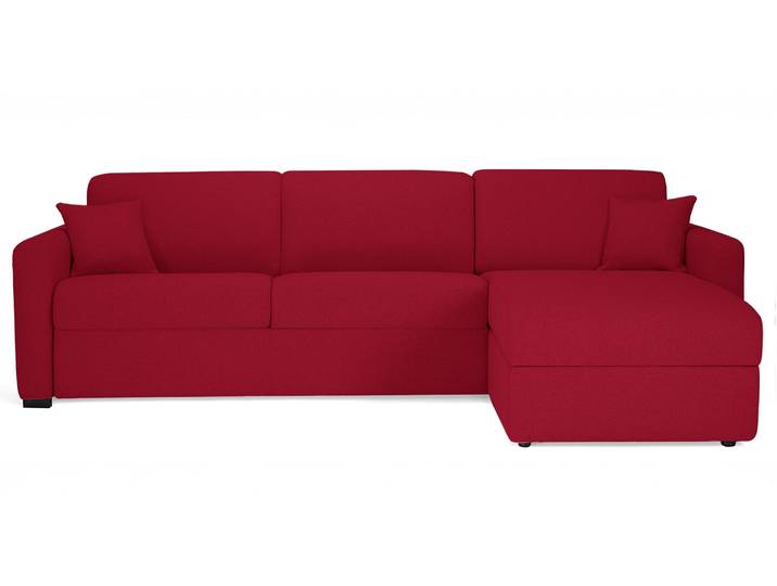MILANO - Canapé d'angle convertible 6 places - Tweed, Rouge