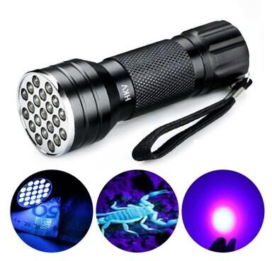 Inspired Deals UV Flashlight For Pet Stains 21 LED 395nm Blacklight Urine Detector & Currency Checker UV Flashlight For Pet Stains 21 LED 395nm Blacklight Urine Detector & Currency Checker