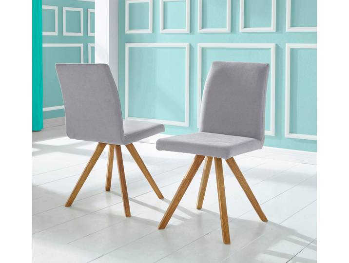 Schalenstuhl HOME AFFAIRE Rio , grau (grau, eiche natur geölt, grau), B:46cm H:91cm T:63cm, Polyester, Stühle, Schalenstuhl, Bezug in Kunstleder oder Strukturstoff und das Gestell ist Eiche geölt