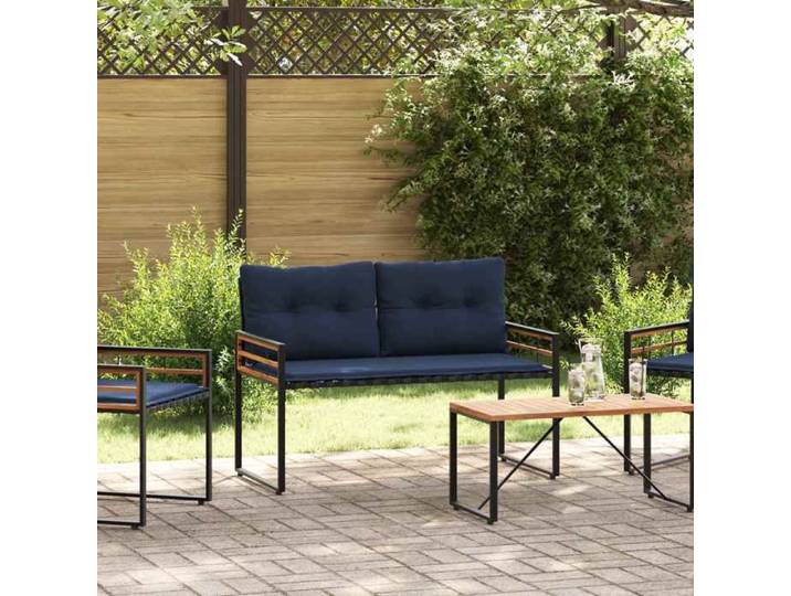 En Promotion Banc de terrasse - SHIELD - Meuble d'extérieur - Banquette pour balcon à couches en bois Uni Bleu marine 114x55x77cm