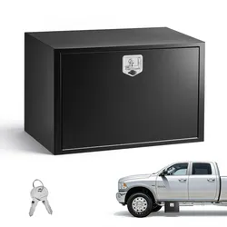 VEVOR Lkw Unterbaubox 914 x 609 x 609 mm Unterflur Staukasten Kaltgewalzter Stahl Wasserdichter Werkzeugkasten mit T-Griff Schloss für Lkw Anhänger Transporter Werkzeugkiste Unterflurkasten Schwarz