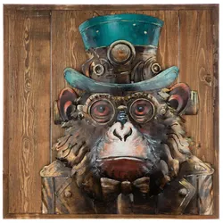 Metallbild Steampunkk Ape Braun/Hellbraun