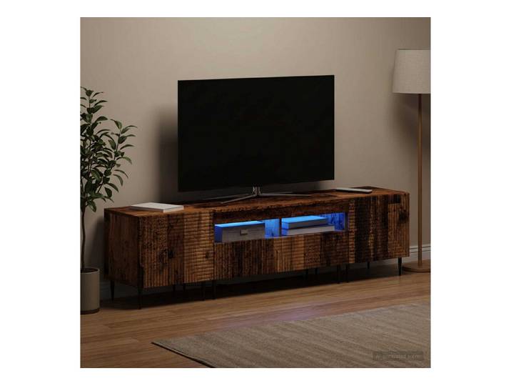 furnicato TV-Schrank TV-Schrankset 98x35x43 cm Altholz (1-St) LED-beleuchtetes Lowboard mit umkehrbarer Türmontage für Wohnraum