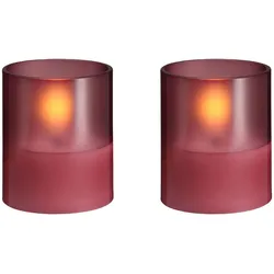 Moods & More, LED Kerzen, LED glass candle - Hurricane - Vintage Rose - 47x57 mm - 2 pcs (2x)
