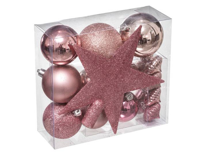 Atmosphera Colorama Lot de 18 pièces de décoration pour sapin de Noël - Rose