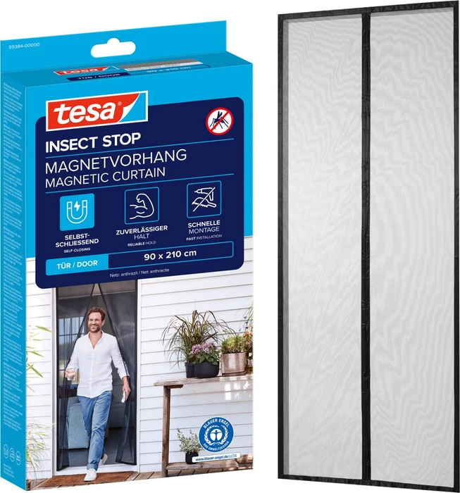 tesa Fliegengitter Insect Stop Magnetvorhang anthrazit 0,9 x 2,1 m