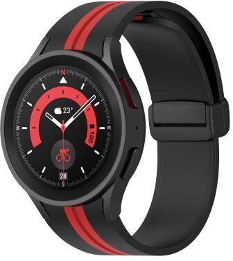 Everyday Crate Samsung Galaxy Watch5 Pro Silicone Watch Band Two Color Stripe Sport Replacement Strap black Red