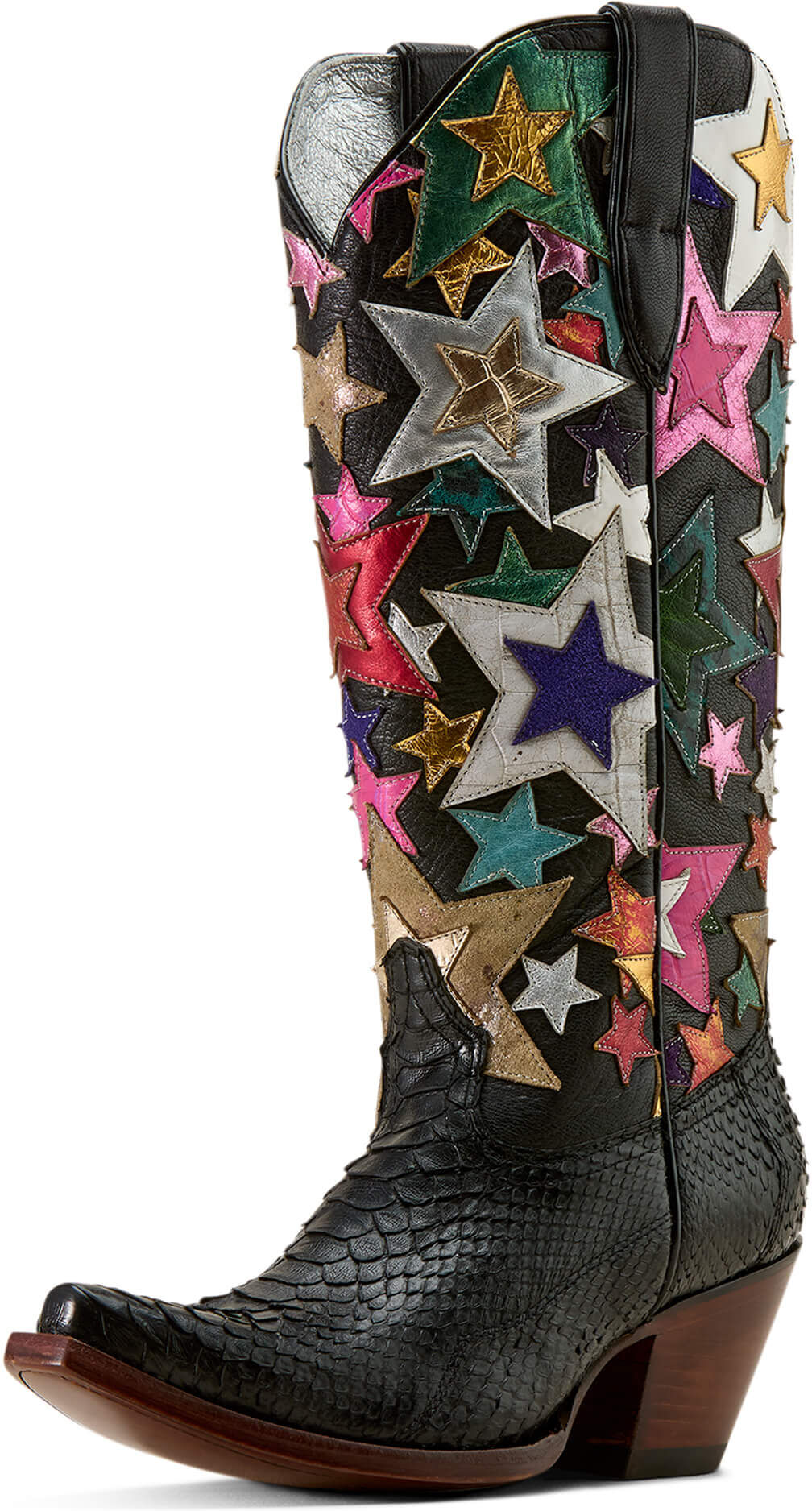 Women's Amora Star X Toe Cowgirl Boots in Black Python Midnight, Size: 9.5 C / Wide by Ariat