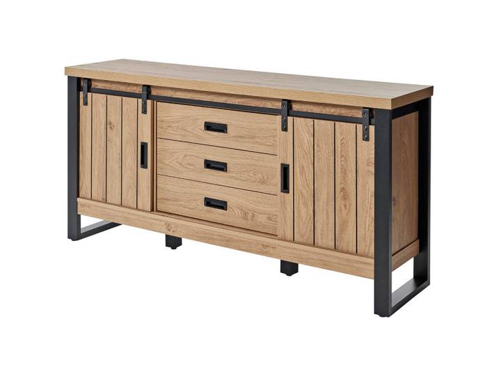 Mid.you Sideboard, Eiche, 2 Fächer, 153x75x39 cm, Beimöbel erhältlich, stehend, Wohnzimmer, Kommoden & Sideboards, Sideboards
