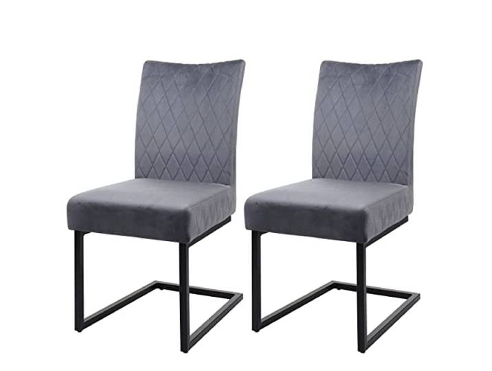 Mendler 2er-Set Freischwinger HWC-L15 Samt - dunkelgrau