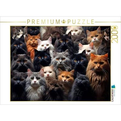 CALVENDO Puzzle Viele Katzen auf einem Bild | 2000 Teile Lege-Größe 90x67cm Foto-Puzzle für glückliche Stunden