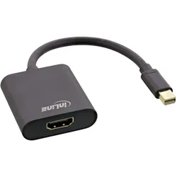 InLine Mini DisplayPort HDMI Adapterkabel Aluminium mit Audio (HDMI), Video Adapter, Schwarz