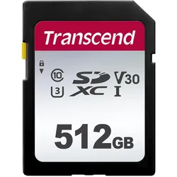 Transcend SDC300S (512 GB, SDXC, U3, UHS-I), Speicherkarte, Silber, Schwarz