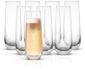 JoyJolt Milo 9.4 oz Champagne Glasses Set of 8 flute Glasses - 9.4 oz