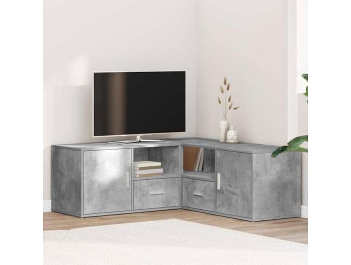 smnyxs Eckschrank, Betongrau, 200 x 40 x 45 cm, aus Holz Eckschrank in L oder Breit, Fächer und Schubladen, robuste Platte, glatte Oberfläche, feucht abwischbar