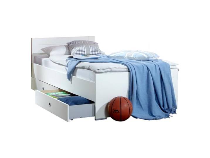 Lomadox Jugendzimmer Kinderzimmer Bett Einzelbett Bettgestell 90x200cm mit 2er Bettschubkästen in weiß