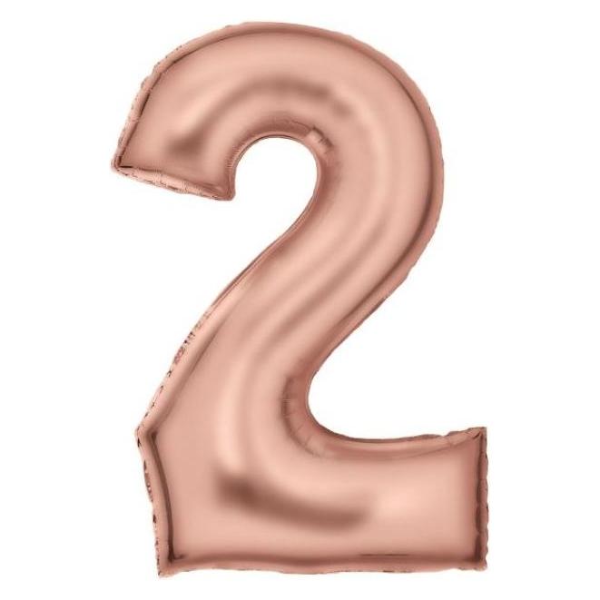 Amscan Zahlenballon Roségold Zahl 2 Seidenglanz - 86cm - leer (9917314)